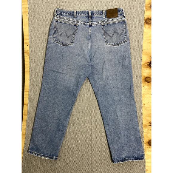 Vtg Wrangler Rugged Jeans Men Size 36X27 Blue Distressed Relaxed Straight Work - Picture 6 of 13